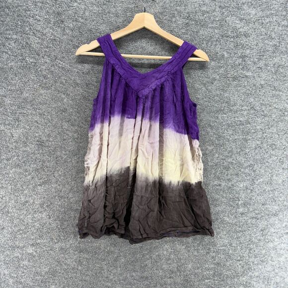 Shiva Fashions Blouse Women One Size Blue Colorblock Sleeveless V-Neck Sequin - Picture 2 of 5